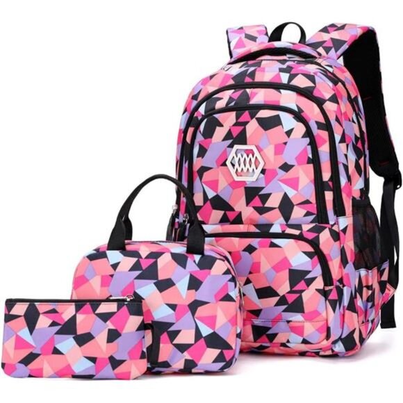 Kids Geometric Print Kids Backpack Primary Middle School Bag Bookbags